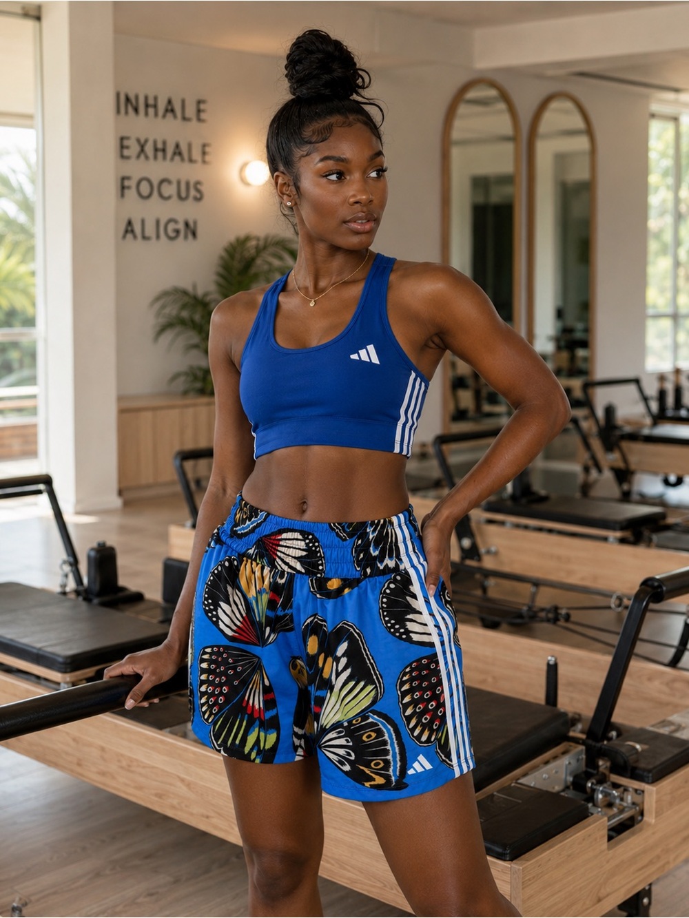 Adidas farm rio Royal Blue Butterfly-Print Sport Shorts